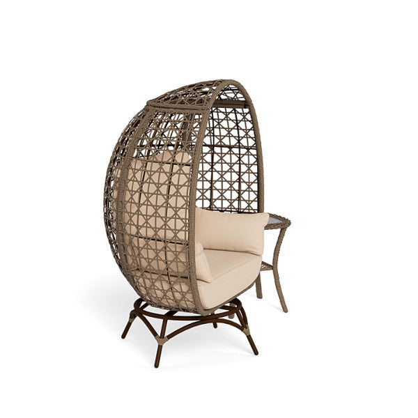 Tortuga Outdoor Rio Vista Outdoor Wicker Egg Chair with Swivel Base and Side Table