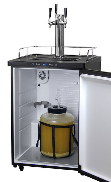 Kegco 24" Wide Triple Tap Black Digital Kegerator