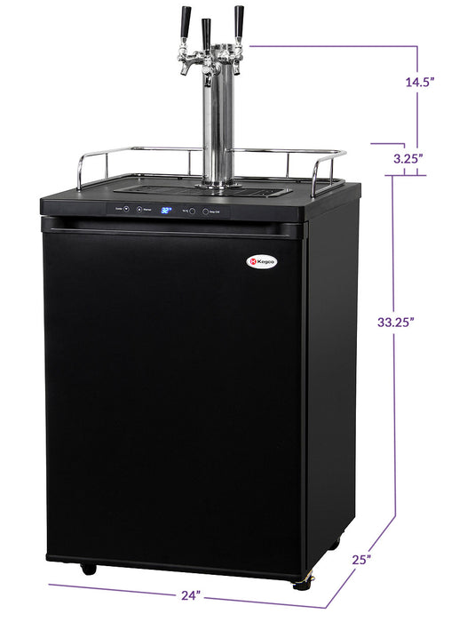 Kegco 24" Wide Triple Tap Black Digital Kegerator