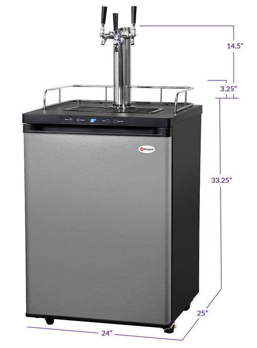 Kegco 24" Wide Triple Tap Stainless Steel Digital Kegerator