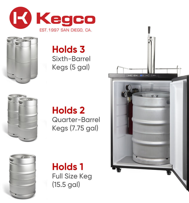 Kegco 24" Wide Cold Brew Coffee Single Tap Black Kegerator