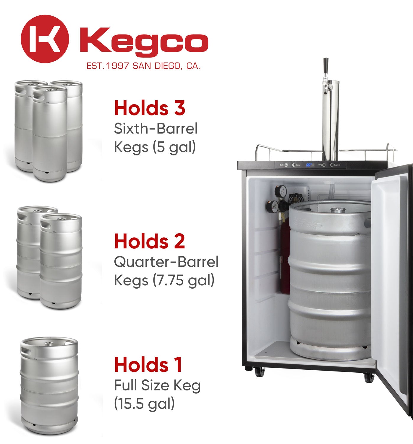 Kegco 24" Wide Kombucha Single Tap Stainless Steel Kegerator