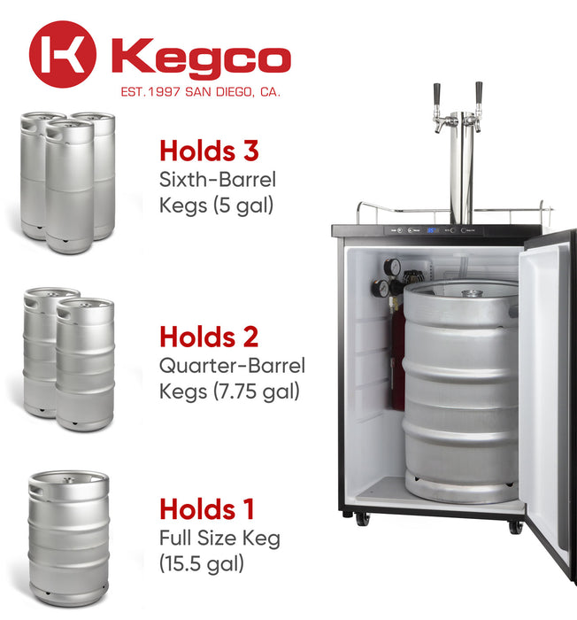 Kegco 24" Wide Kombucha Dual Tap Stainless Steel Kegerator