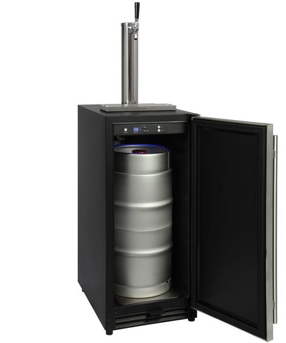 Kegco 15" Wide Single Tap Stainless Steel Built-In Right Hinge Kegerator