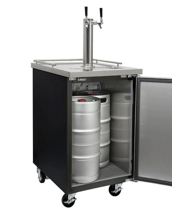 Kegco 24" Wide Dual Tap Black Commercial Kegerator