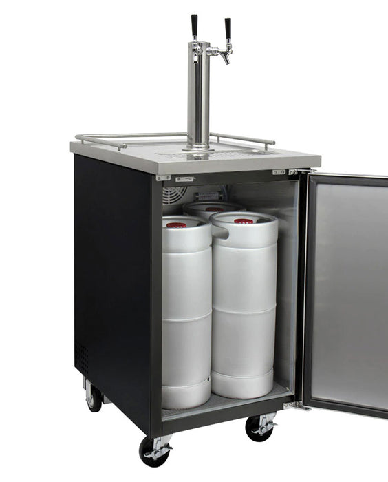 Kegco 24" Wide Dual Tap Black Commercial Kegerator