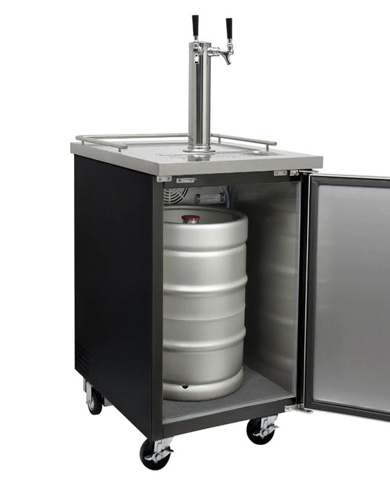 Kegco 24" Wide Dual Tap Black Commercial Kegerator