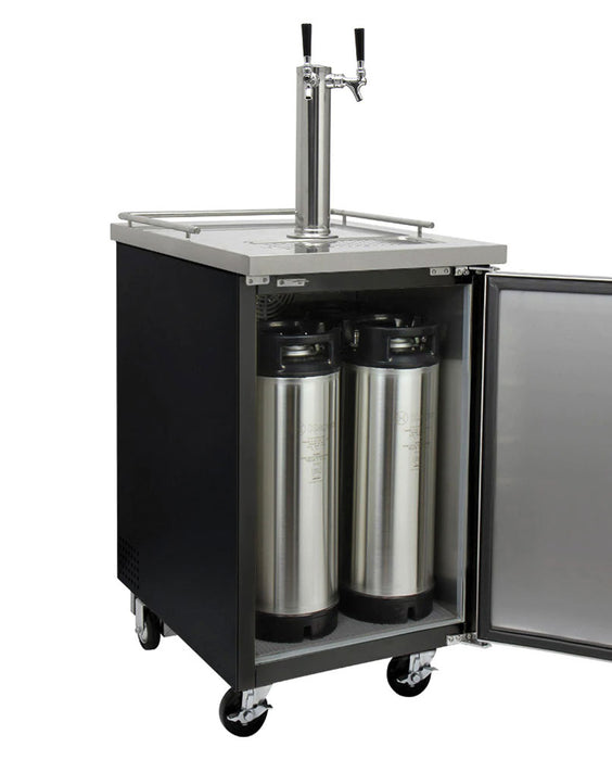 Kegco 24" Wide Dual Tap Black Commercial Kegerator