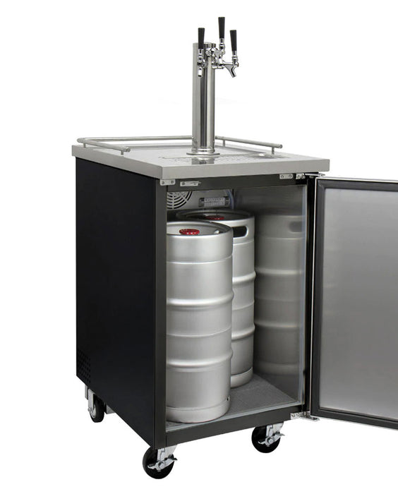 Kegco 24" Wide Triple Tap Black Commercial Kegerator