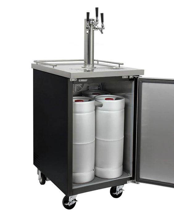 Kegco 24" Wide Triple Tap Black Commercial Kegerator