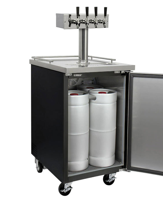 Kegco 24" Wide Four Tap Black Commercial Kegerator