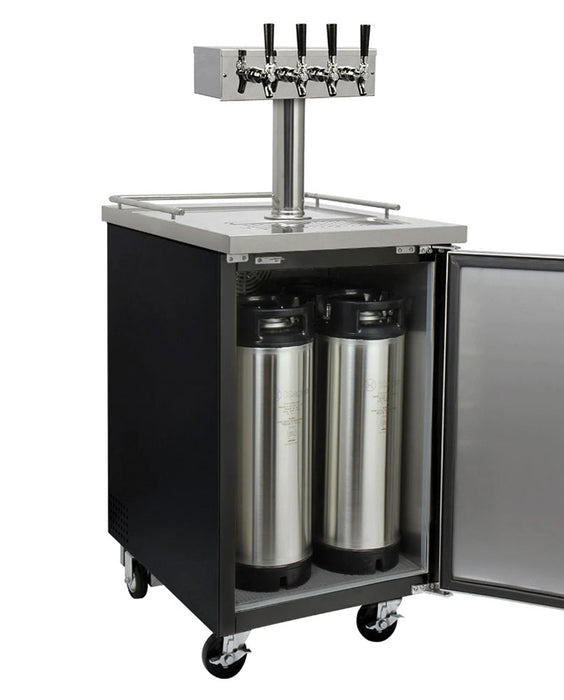 Kegco 24" Wide Four Tap Black Commercial Kegerator