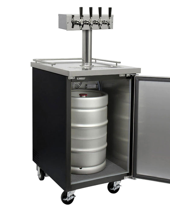 Kegco 24" Wide Four Tap Black Commercial Kegerator