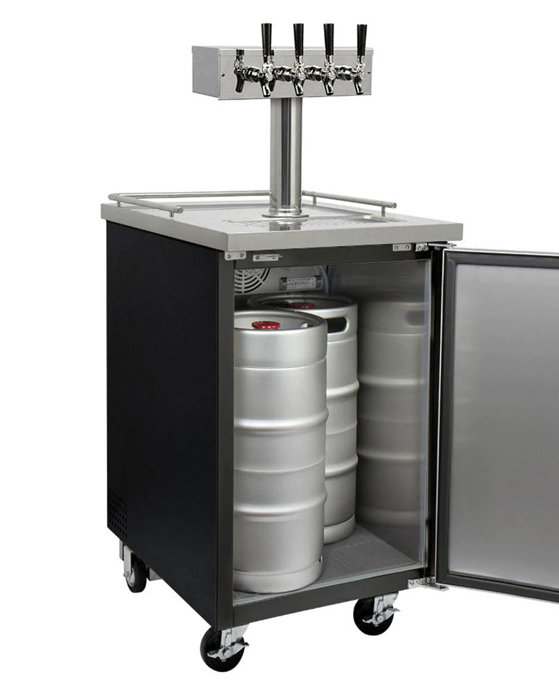 Kegco 24" Wide Cold Brew Coffee Four Tap Black Commercial Kegerator
