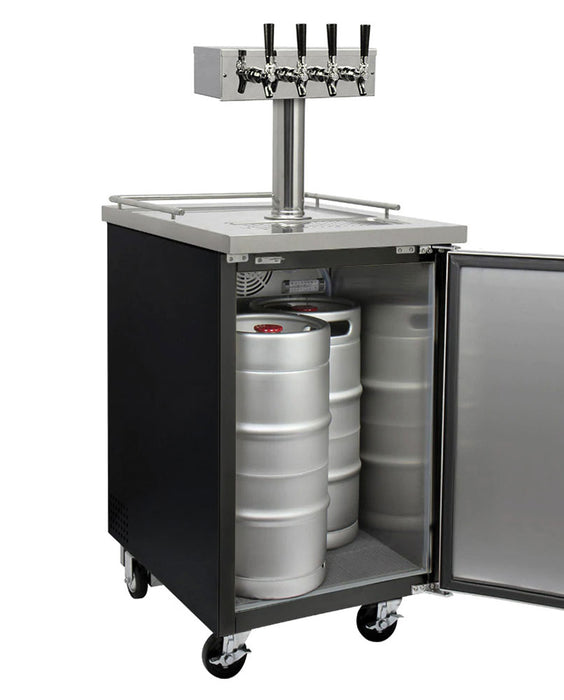 Kegco 24" Wide Four Tap Black Commercial Kegerator