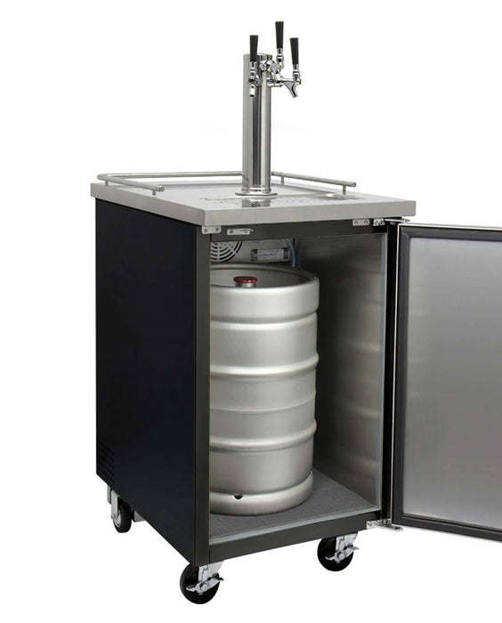 Kegco 24" Wide Triple Tap Black Commercial Kegerator