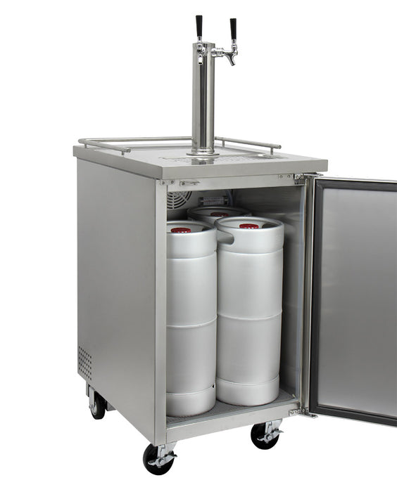 Kegco 24" Wide Dual Tap All Stainless Steel Commercial Kegerator