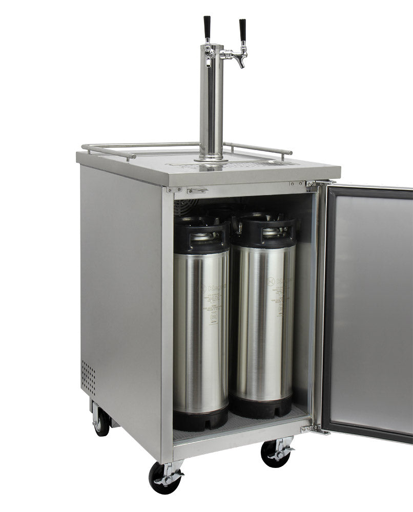 Kegco 24" Wide Cold Brew Coffee Dual Tap All Stainless Steel Commercial Kegerator