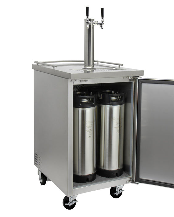 Kegco 24" Wide Dual Tap All Stainless Steel Commercial Kegerator