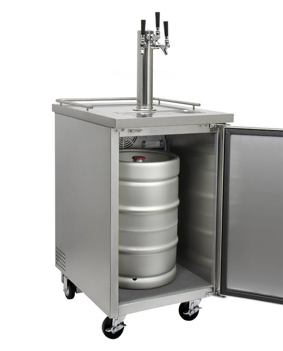 Kegco 24" Wide Triple Tap All Stainless Steel Commercial Kegerator