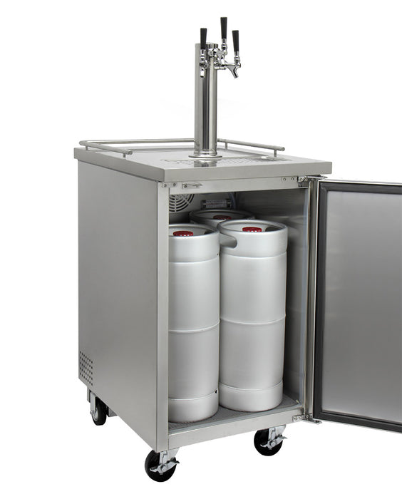 Kegco 24" Wide Kombucha Triple Tap All Stainless Steel Commercial Kegerator