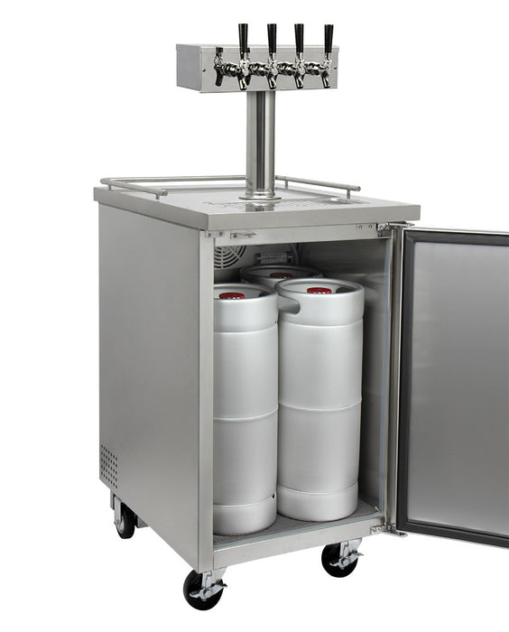 Kegco 24" Wide Four Tap All Stainless Steel Commercial Kegerator