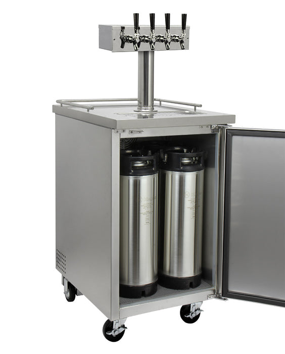 Kegco 24" Wide Kombucha Four Tap All Stainless Steel Commercial Kegerator