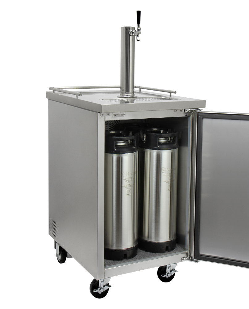 Kegco 24" Wide Homebrew Single Tap All Stainless Steel Commercial Kegerator with Keg