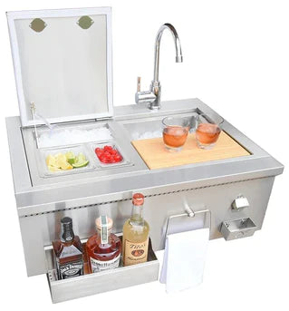 Kokomo Grills 30" Built-In Bartender Cocktail Station With Sink Bottle Opener and Ice Chest