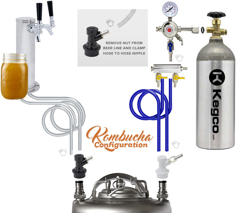 Kegco 24" Wide Kombucha Dual Tap Black Commercial Kegerator