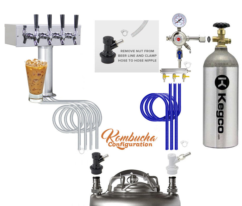 Kegco 24" Wide Kombucha Four Tap All Stainless Steel Commercial Kegerator