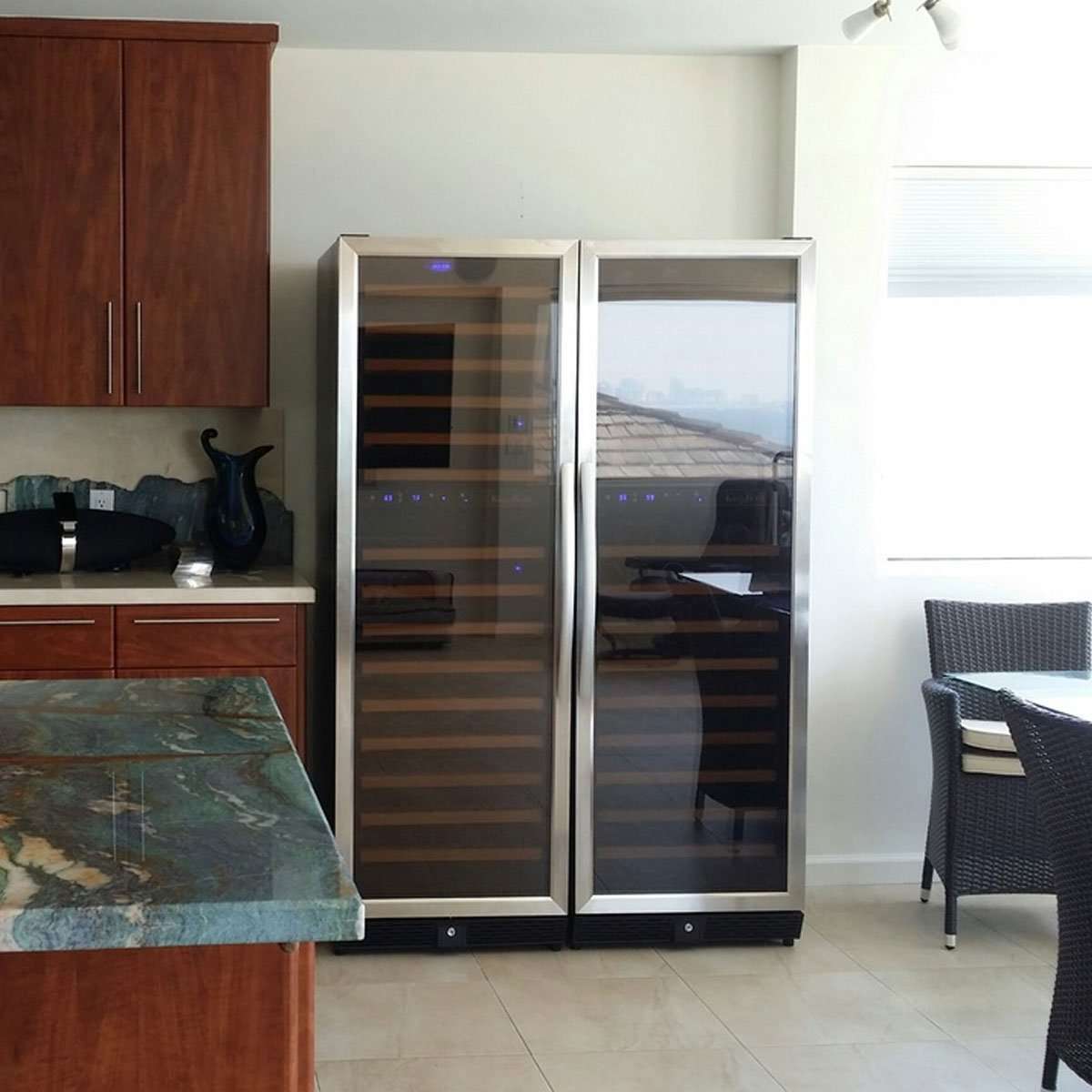 KingsBottle 72" Tall Beer And Wine Refrigerator Combo With Glass Door with Stainless Steel Trim