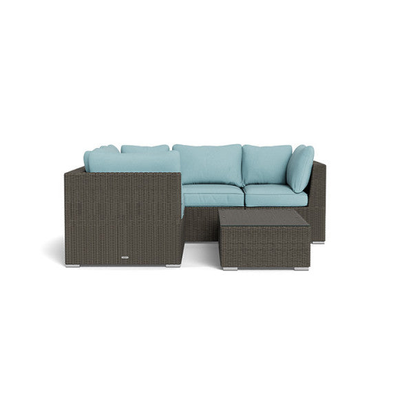 Tortuga Outdoor Melbourne 6-Piece Sectional Sofa with Coffee Table, Driftwood and Mineral Blue