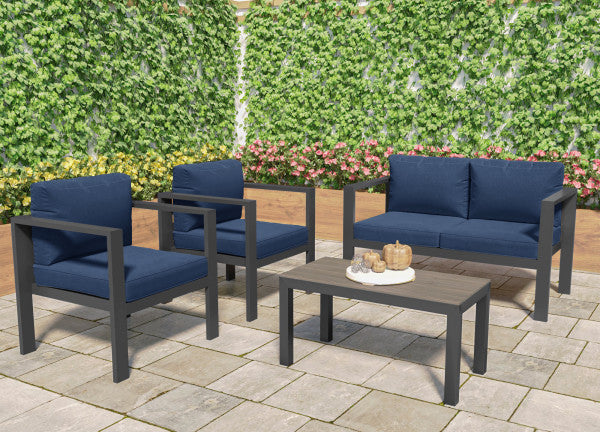 Tortuga Outdoor Lakeview 4-Piece Conversation Set with Loveseat - Navy