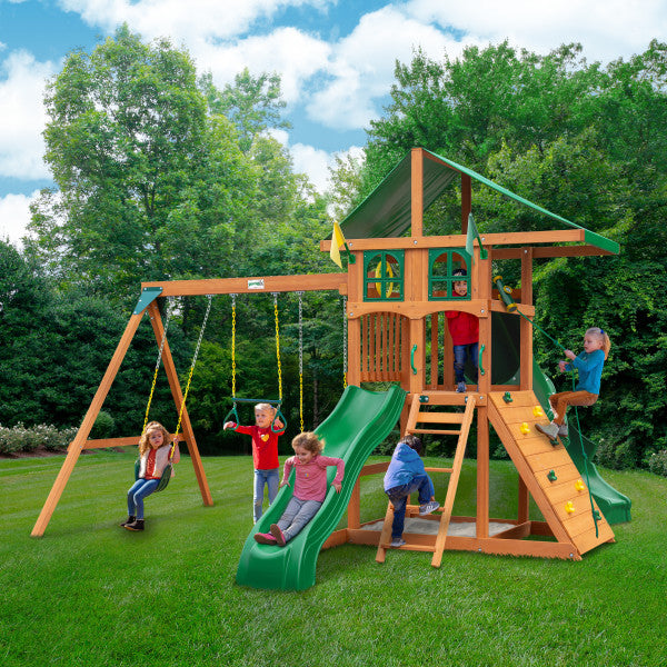 Gorilla Playsets Outing Treehouse w/ Tarp & Twister Tube Slide