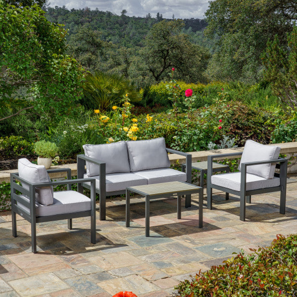 Tortuga Outdoor Lakeview 4-Piece Conversation Set with Loveseat - Gray