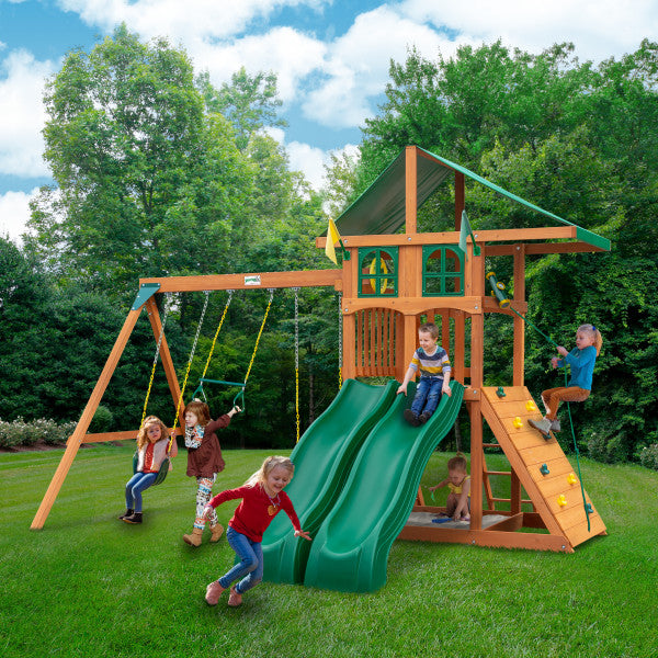 Gorilla Playsets Outing Treehouse w/ Tarp & Dual Slides