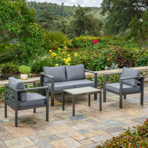 Tortuga Outdoor Lakeview 4-Piece Conversation Set with Loveseat - Charcoal
