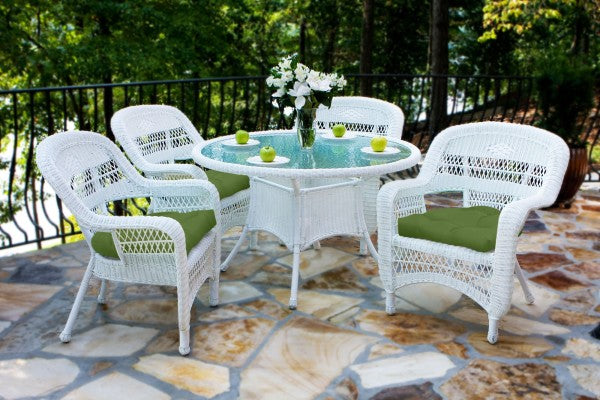 Tortuga Outdoor Portside 5Pc Dining Set - WHITE - Montileaf / Husk Hunter Cushions