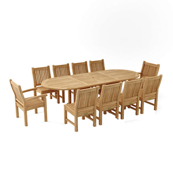 Anderson Teak Sahara Dining Side Chair 11-Pieces Oval Dining Set