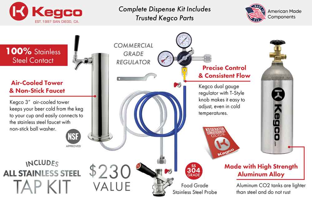 Kegco 24" Wide Single Tap Stainless Steel Digital Kegerator