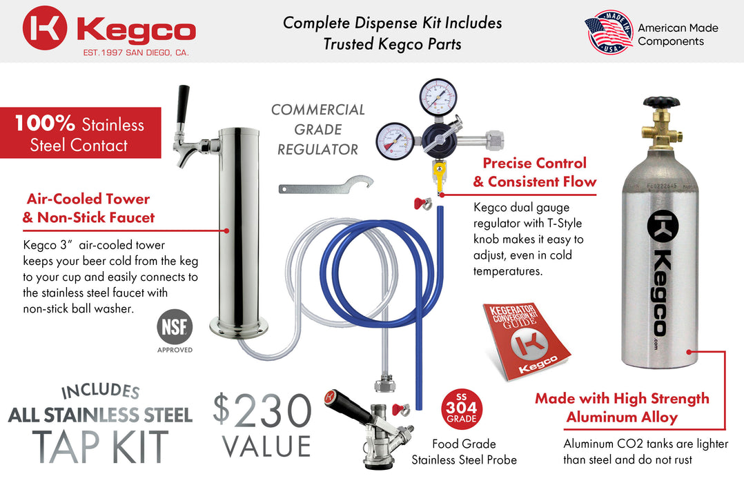 Kegco 24" Wide Single Tap Black Stainless Steel Digital Kegerator