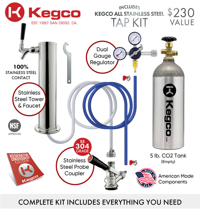 Kegco 24" Wide Single Tap Black Stainless Steel Digital Kegerator