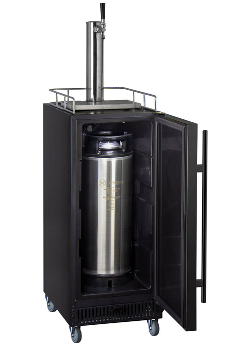 Kegco 15" Wide Kombucha Single Tap Black Commercial Kegerator