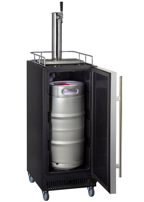 Kegco 15" Wide Kombucha Single Tap Stainless Steel Commercial Kegerator