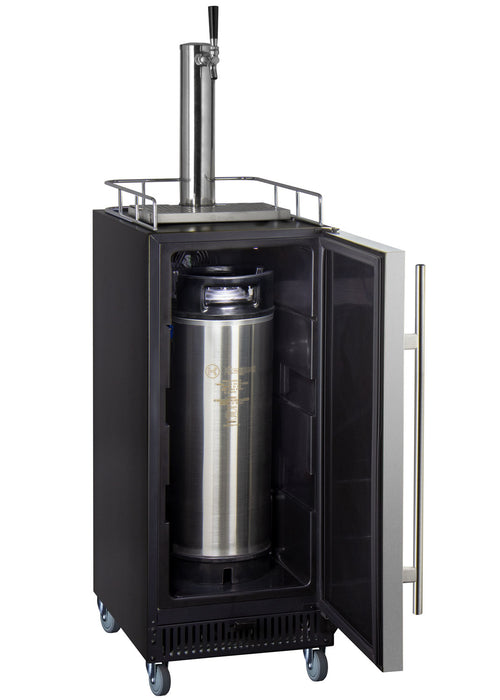 Kegco 15" Wide Kombucha Single Tap Stainless Steel Commercial Kegerator