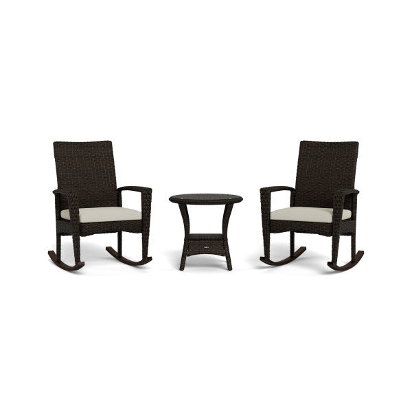 Tortuga Outdoor Bayview 3 Piece Rocking Chair Set ( 2 rockers, 1 side table) - Pecan