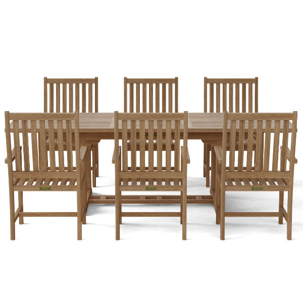 Anderson Teak Bahama Wilshire Armchair 7-Pieces Extension Dining Set