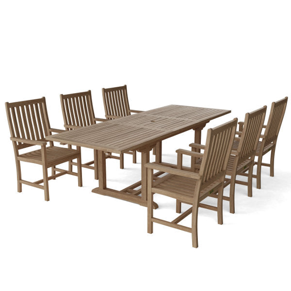 Anderson Teak Bahama Wilshire Armchair 7-Pieces Extension Dining Set