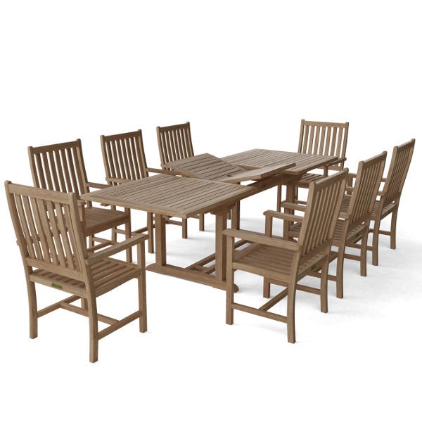 Anderson Teak Bahama Wilshire Armchair 9-Pieces Extension Dining Set